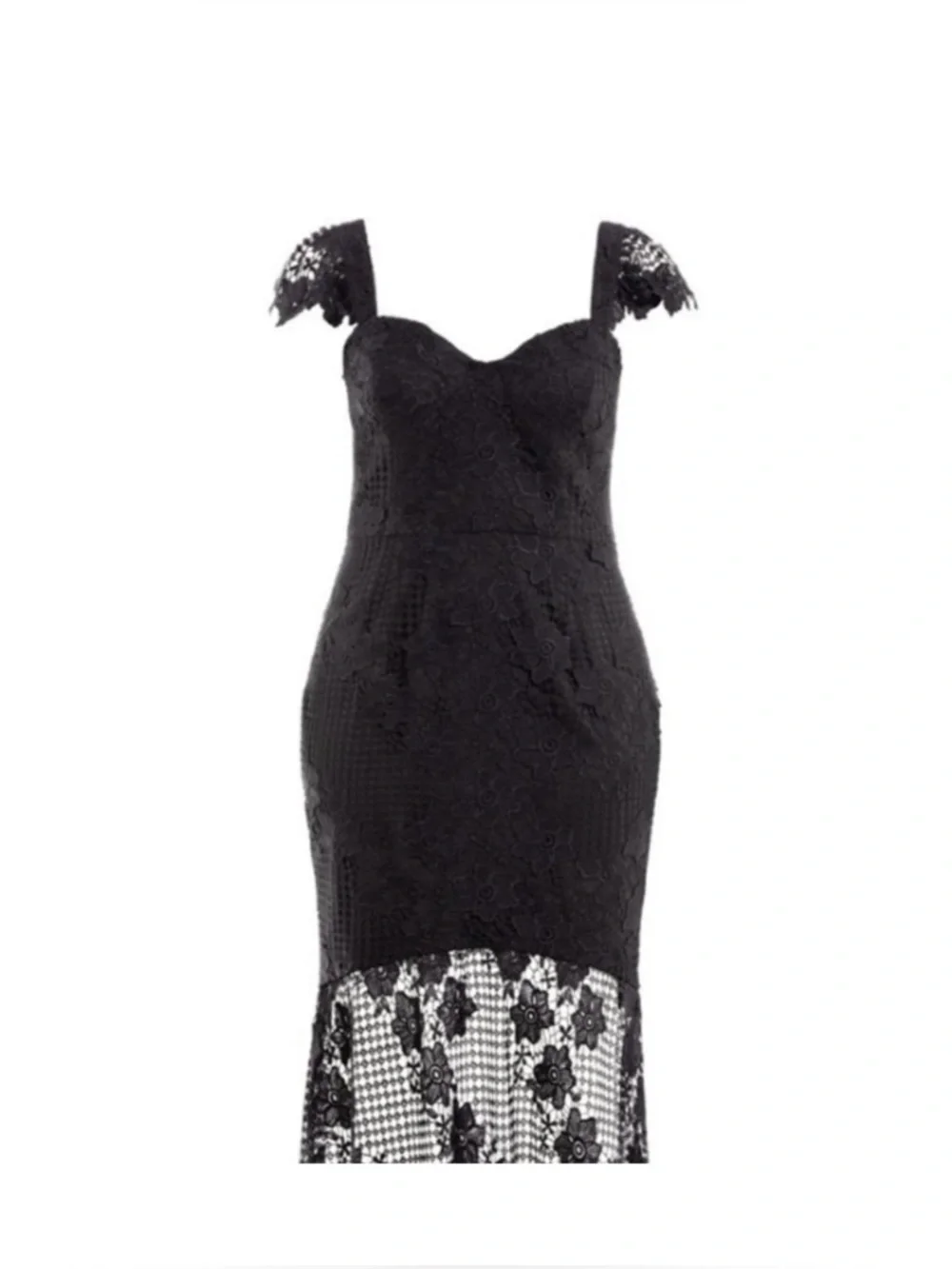 Black Lace Midi Dress with Scalloped Neckline city chic - Picture 3 of 8